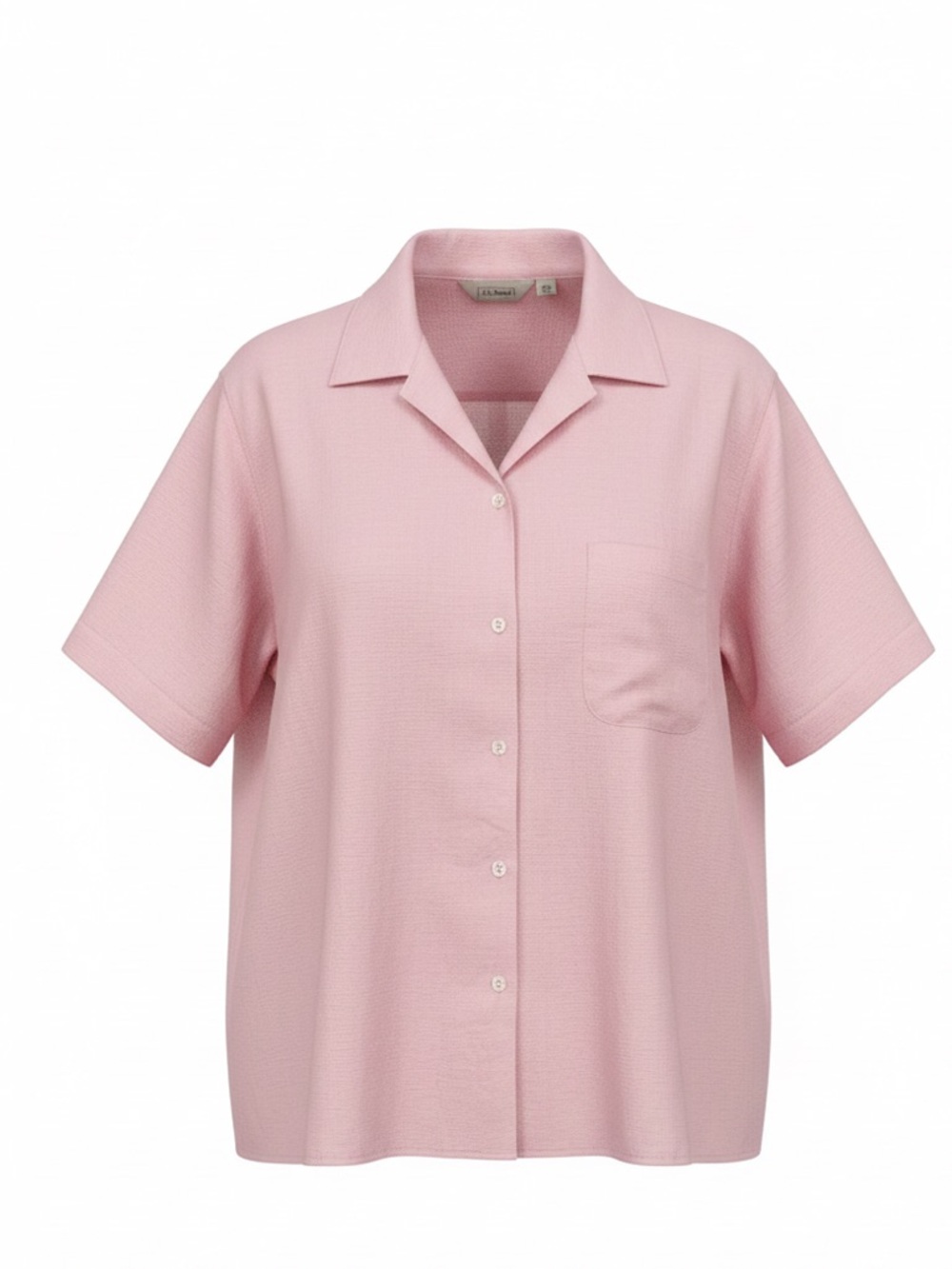 Pink Linen L.L. Bean Button Top Relaxed Fit Casual Blouse XL Coastal Comfortable